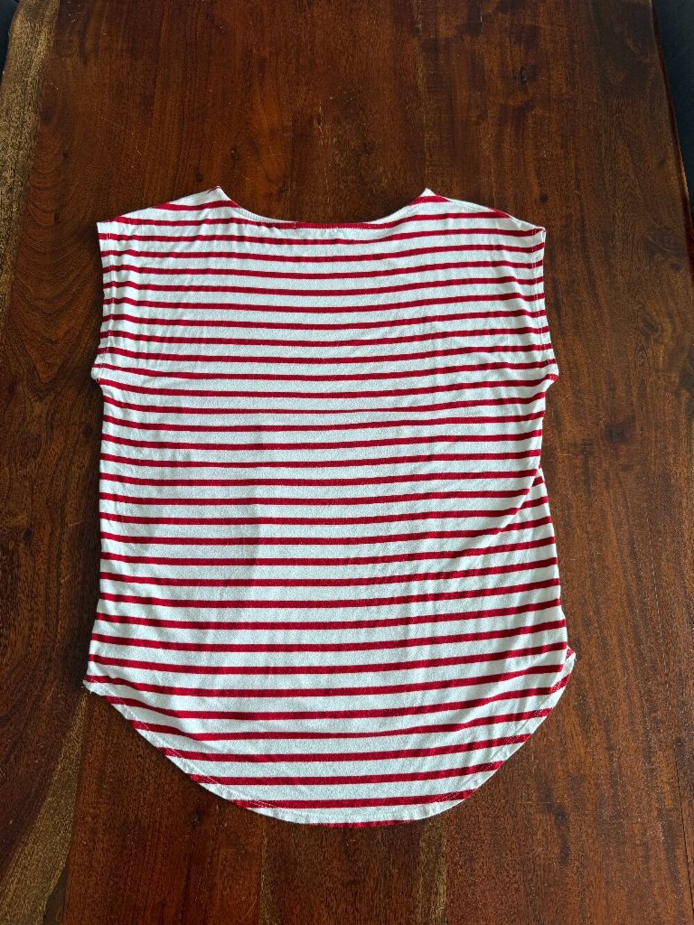 Green Envelope Red & White Striped Nautical Top | Relaxed Fit | Medium